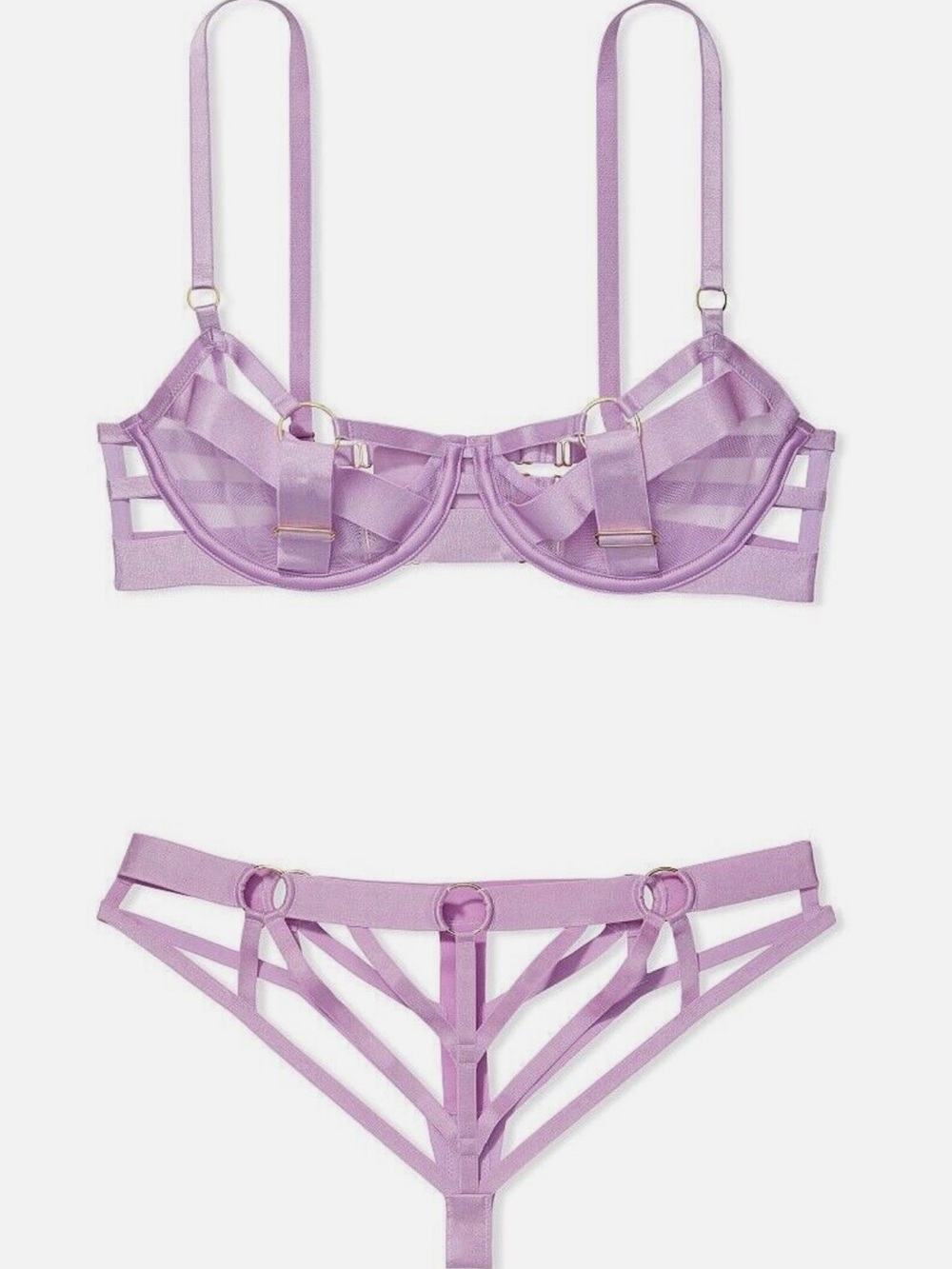 Victoria’s Secret Lavender Lilac Strappy Mesh Bra & Panty Set